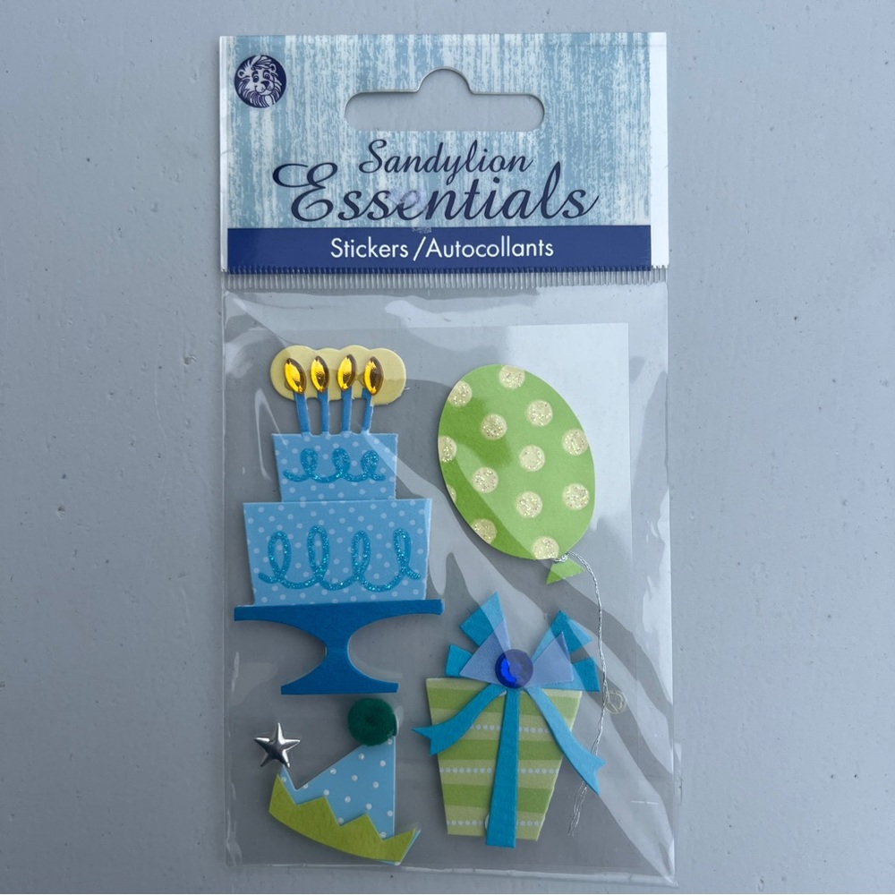 VTG NWT Sandylion Essentials Dimensional Birthday Boy Sticker Set